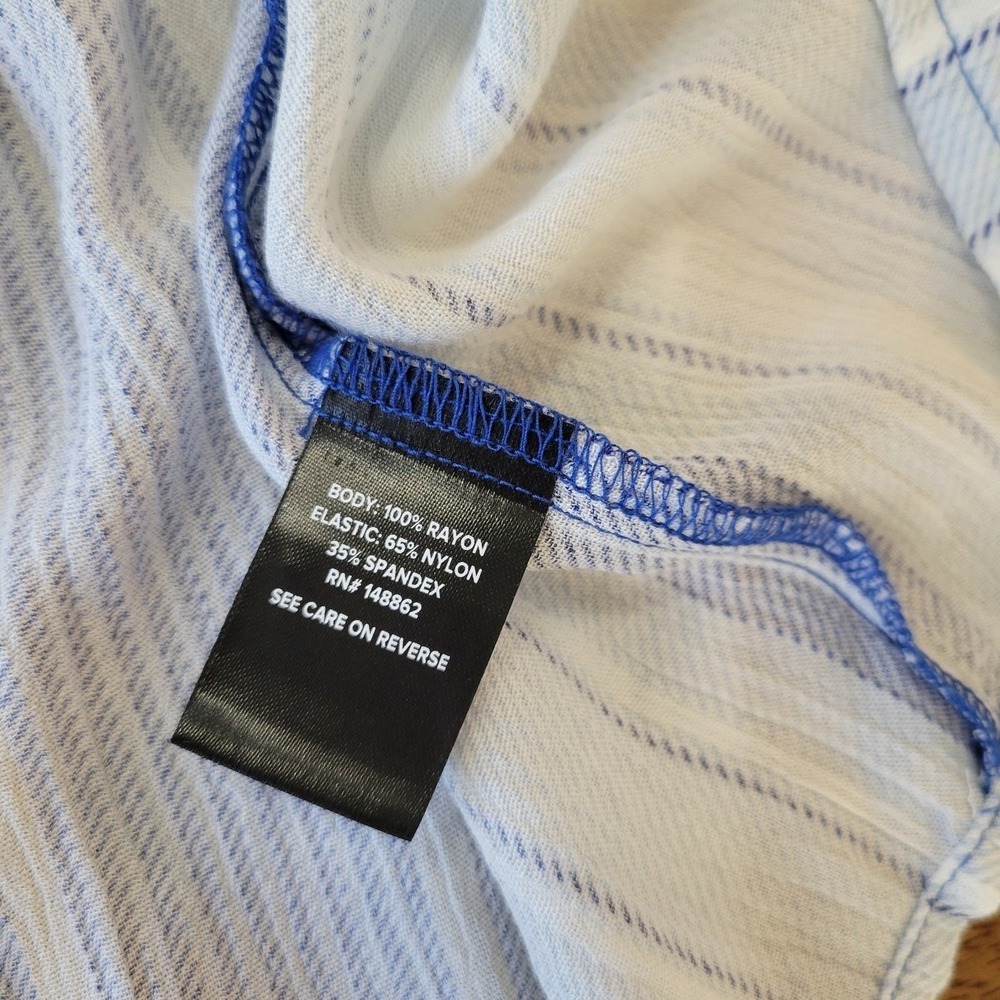 Torrid Camisole Women 2 Blue White Striped Smocked Peplum Babydoll Tank Top - Picture 9 of 9